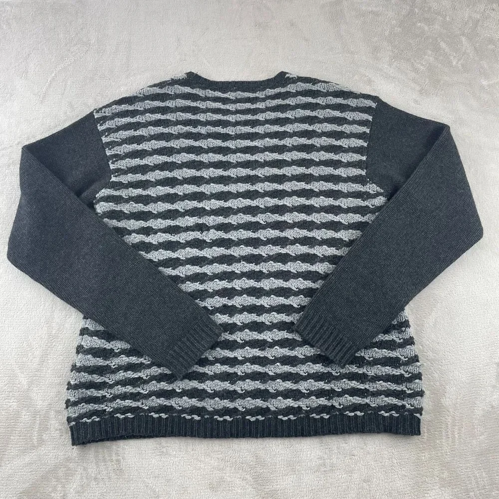 John Varvatos Luxe Sweater Men 2XL Grey Black Wool Cashmere‎ Knit Long Sleeve